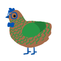 A brown and viridian chicken with a lace pattern