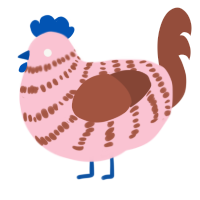 A rose and russet chicken with a bar pattern