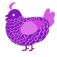 Aster, a violet and orchid chicken with a lace pattern