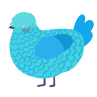 A aqua and sky chicken with a lace pattern