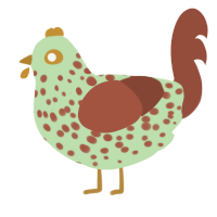 A gluppy and russet chicken with a speckle pattern