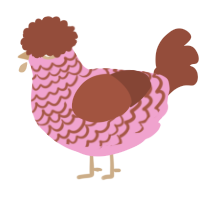A pink and russet chicken with a lace pattern