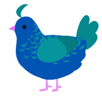 A ultramarine and teal chicken with a half-lace pattern