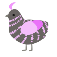 The Mother Superior, a grey and lavender chicken with a bar pattern