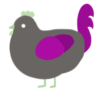A grey and plum chicken