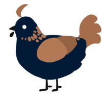 A tumblr and brown chicken with a neck-speckle pattern