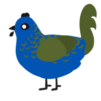 A ultramarine and olive chicken with a half-lace pattern