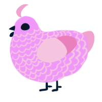 Eeper, a lavender and pink chicken with a lace pattern