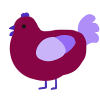 A maroon and lilac chicken