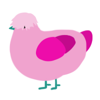 A pink and fuchsia chicken