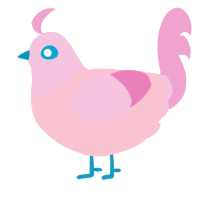 A rose and pink chicken with a head pattern