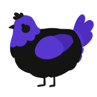 A black and indigo chicken with a head pattern