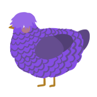 A blurple and overcast chicken with a lace pattern