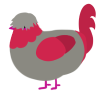 A ash and crimson chicken with a head pattern