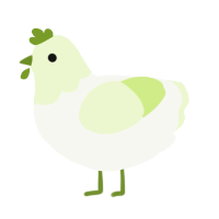 A white and apple chicken with a head pattern