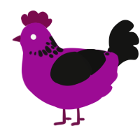 (unnamed), a plum and black chicken with a neck-speckle pattern