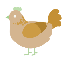 A beige and gold chicken with a neck-speckle pattern