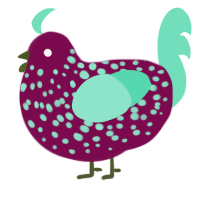 A wine and mint chicken with a speckle pattern