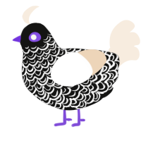(unnamed), a black and cream chicken with a double-lace pattern