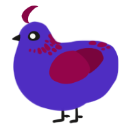 (unnamed), a indigo and maroon chicken with a neck-speckle pattern