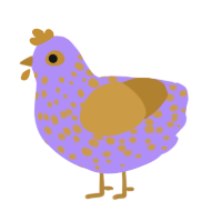 A lilac and gold chicken with a speckle pattern