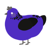 (unnamed), a indigo and black chicken with a neck-speckle pattern