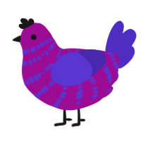 A plum and indigo chicken with a bar pattern