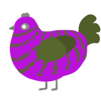 A amethyst and olive chicken with a bar pattern