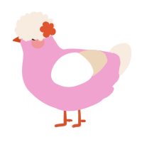 A pink and cream chicken