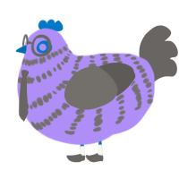 留守番電話, a lilac and grey chicken with a bar pattern