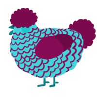 A aqua and wine chicken with a lace pattern