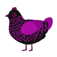 A black and plum chicken with a lace pattern