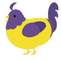 A yellow and overcast chicken with a head pattern
