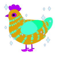 Rainbow Sherbet, a gold and spring chicken with a bar pattern