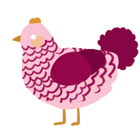 A rose and maroon chicken with a lace pattern
