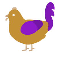 smol, a gold and violet chicken