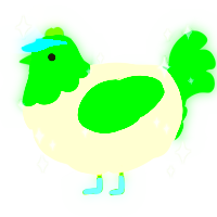 A white and leaf chicken with a head pattern