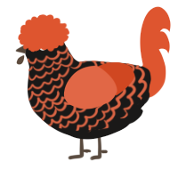 A sable and vermilion chicken with a lace pattern
