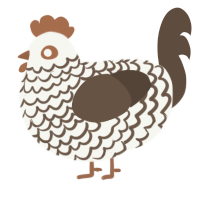 A white and bark chicken with a lace pattern