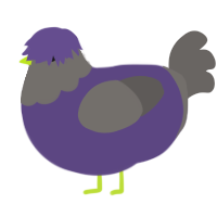 A overcast and grey chicken with a head pattern