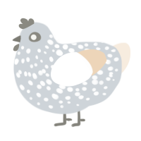 toasty snow, a mist and cream chicken with a speckle pattern