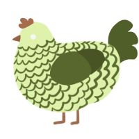 A apple and olive chicken with a lace pattern