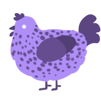 A lilac and overcast chicken with a speckle pattern