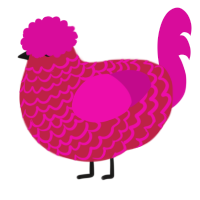 hot pink, a crimson and fuchsia chicken with a lace pattern