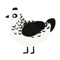 Danger Keep Away, a white and black chicken with a half-lace pattern
