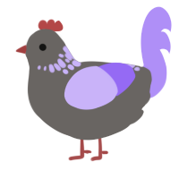 A grey and lilac chicken with a neck-speckle pattern