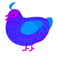 The Bizz, a violet and sapphire chicken with a double-lace pattern