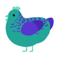 A turquoise and indigo chicken with a half-lace pattern