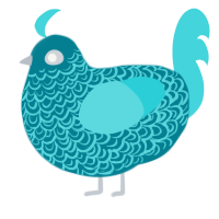 A sea and aqua chicken with a double-lace pattern