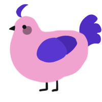A pink and indigo chicken